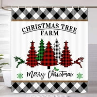 Božićna stabla tuš sa zavjesom Farmahouse Buffalo plairani zeleni Xmas Pine stabli
