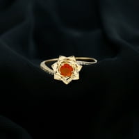Vatra Opal Bypass Cvjetni prsten za angažman sa dijamantima za žene, 14k žuto zlato, US 9,50