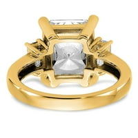 14k žuto zlato tri kamena zaručnička prstena Moissite veličine