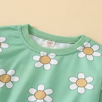 Multitraust Baby Dvije odijelo, okrugli vrat dugih rukava pulover cvijeća uzorak koji odgovara elastičnim