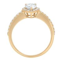 0. CT Brilliant Pear Clear Clear Simulirani dijamant 18K žuti zlatni halo pasijans sa Accenting prstenom