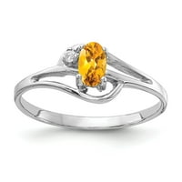 14k bijelo zlato 5x ovalna citrina vs pravi dijamantni prsten