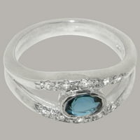 Britanci napravio 18k bijelo zlato prirodno london plavi topaz i kubični zirkonijski ženski prsten -