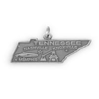 Tennessee State Charm Antiqued Sterling Silver