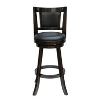 Okretni drveni okvir Counter stolica sa obloženim leđima, tamno smeđe - Saltoro Sherpi