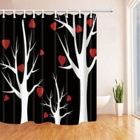Jednostavna dekorna stabla s malim srcima slika crne bijele crvene poliesterne tkanine kupaonica za