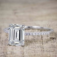 1. Carat Emerald Diamond Moissite za mladenski prsten sa 18k bijelim pozlaćenjem