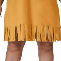Ženska plus veličina haljina senf žuta casual običan okrugli vrat TEE-duljine
