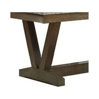Benjara Fau Marble Top Drveni trpezarijski stol sa V obliku nogu, smeđe i bež