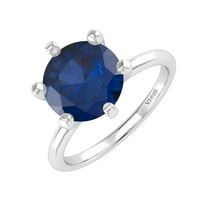 Sterling srebrna s plavim prstenom Safir Solitaire