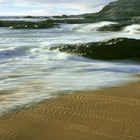 Obrasci vala i pijeska na plaži, plaža Cerritos, Baja California Sur, Meksiko Poster Print