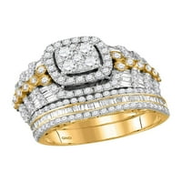 Dijamantna princeza 14kt žuti zlatni okrugli dijamant Bridal Wedding prsten set 2- CTTW