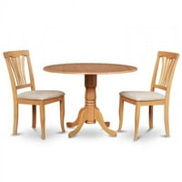 Namještaj na istoku Zapad DLAV3-Hrast-C Kuhinjski okrugli sto sa padom lišća i stolicama sa tapeciranim