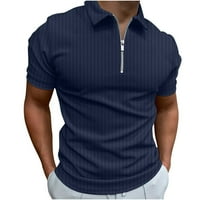 Muške čvrste rebrastine košulje sa zatvaračem s prednjim bluzom rever v izrez kratki rukav na vrhu prodaje