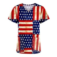 Mchoice ženska dana neovisnosti Patriotsko sestrinsko piling Top kratkih rukava V-izrez američki zastava