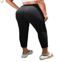 Ženske crne povremene obične hlače za mršave plus veličine