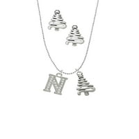 Delight nakit silvertni kristal inicijal - n - srebrni ton cik-cak za božićne šarm ogrlice i naušnice
