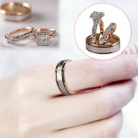 Prstenovi za žene Trodijelni prsten ruža zlata odvajanje boja blistavim cirkonskim prstenom