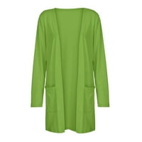 Ženski kaputi jakne za žene modne čvrste boje dugih rukava sa džepovima Kardiganski ženski vrhovi zeleni