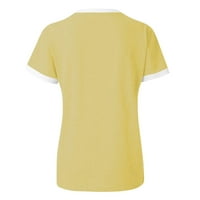 Ženske vrhove bluza Žene kratki rukav modni grafički otisci T-majice Crew vrat ljetni tunik Tee Yellow