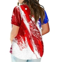 MLQIDK Plus vrhovi veličine za žene Ljeto Američko zastava Ispis Tunic Spring Tops Crewneck Majice kratkih