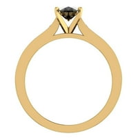 14K Zlatni prsten Black Diamond zaručni prsten za žene oval 1. karat