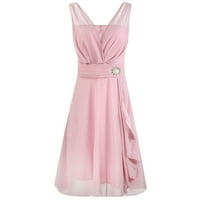 Clearsance Ljetne haljine za žene Dužina koljena A-line bez rukava modni kvadratni dekolte od pune haljine ružičasta 5xl