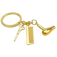 Creative Frizerski salon Metalni mini sušilo za kosu Clipper škare češljane šarm Privjesak za ključeve