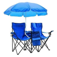 Wilitto prijenosna vanjska stolica sa 2 sjedala s uklonjivim suncobranom plavom sunčanom bojom