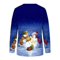 Božićne majice za žene modni novost Xmas Reindeer Moose Print dugih rukava Crewneck Dukseri