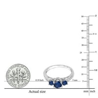 DazzlingRock kolekcija okrugli plavi safir i bijeli dijamantni kameni zaručni prsten za žene za žene