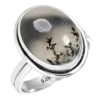 Sterling srebrna ženska nakita prirodni dendrit opal prsten
