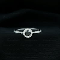 Minimalni okrugli crni spinl prsten sa dijamantskim halo, srebrnom srebrnom, SAD 11.50