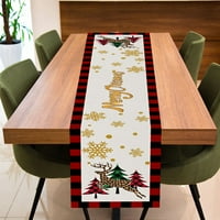 DEYUER božićni stolnjak crveni i crni bivolski tabelski trkač tablice Xmas Tree Santa Claus Elk Tržna