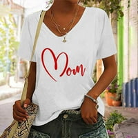 Bijela bluza za žene slatke vrhove za žene ženska modna casual tiskara V-izrez pulover bez rukava na