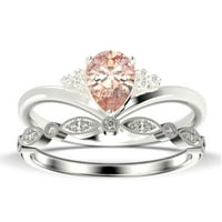 Prekrasan minimalistički 1. karatni kruški morgarite i dijamantni moissanite jedinstveni zaručni prsten,
