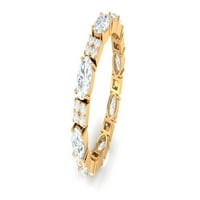 Certificirani moissinitetni vječni prsten za žene za žene, vjenčani bend, 14k žuto zlato, SAD 7.50