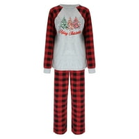 SPFTEM Božićna porodica podudarajuća odjeća Loungewear Pijama postavio je dugih rukava plaid slovo Ispiši