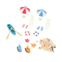 Set minijaturnog plaže ukrašene smole brodove Longue Beach kišobran papuče za mini kuću Sandbox