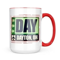 Neonblond AirportOdbode Dayton, OH šalica Poklon za ljubitelje čaja za kavu