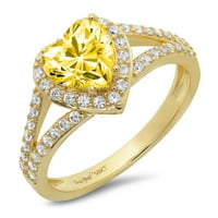 1. CT Sjajno srce Clear Simulirani dijamant 18k žuti zlatni halo pasijans sa Accentima prsten sz 4