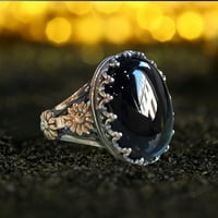 Modni elegantni crni kameni nakit reljef skulptura za prstena za ljuljanje za žene za žene prstenove