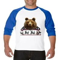 MMF - Muški majice za base od rukava - medvjed u Xmas ružnom džemper