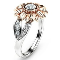 Nakit izvrsne žene dva tona srebrna cvjetni prsten okrugli dijamantski suncokret Jevrejski