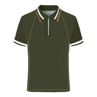 Polo košulje za muškarce prugasti ispis labavi rever sa patentnim zatvaračem kratkih rukava za golf