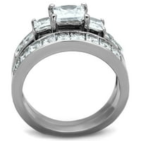 Par nehrđajućih čelika Prsten set ženske kamene princeze CZ Vjenčani prstenovi MENS CZ Veličina veličine