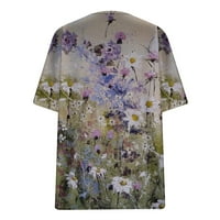 Žene ljetne vrhove modni casual plus veličina Scenic Cvijeće Ispis majica s V-izrezom Tors Tunic Tops
