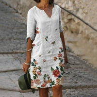 Floleo ženska haljina za uklanjanje pada ljeta s rukavima ES modni cvjetovi ispisani struk sunčev do