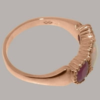 Britanci napravio je 10k ružični zlatni prsten s prirodnim oblika i rubinskim ženskim rubnim prstenom