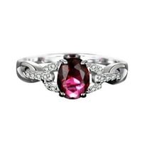 Hanxiulin geometrija Dijamantni prsten Elegantni prsten za rhinestone plavi crveni nakit prstenovi žene
